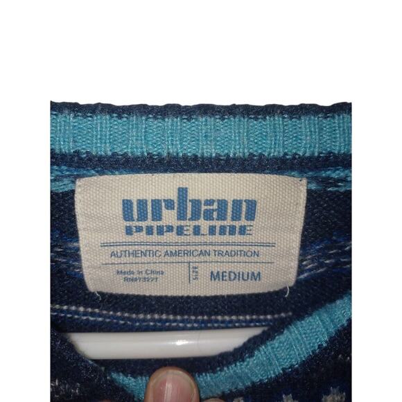 Urban Pipline Sweater Mens Medium Blue Multicolored Striped - Picture 2 of 7